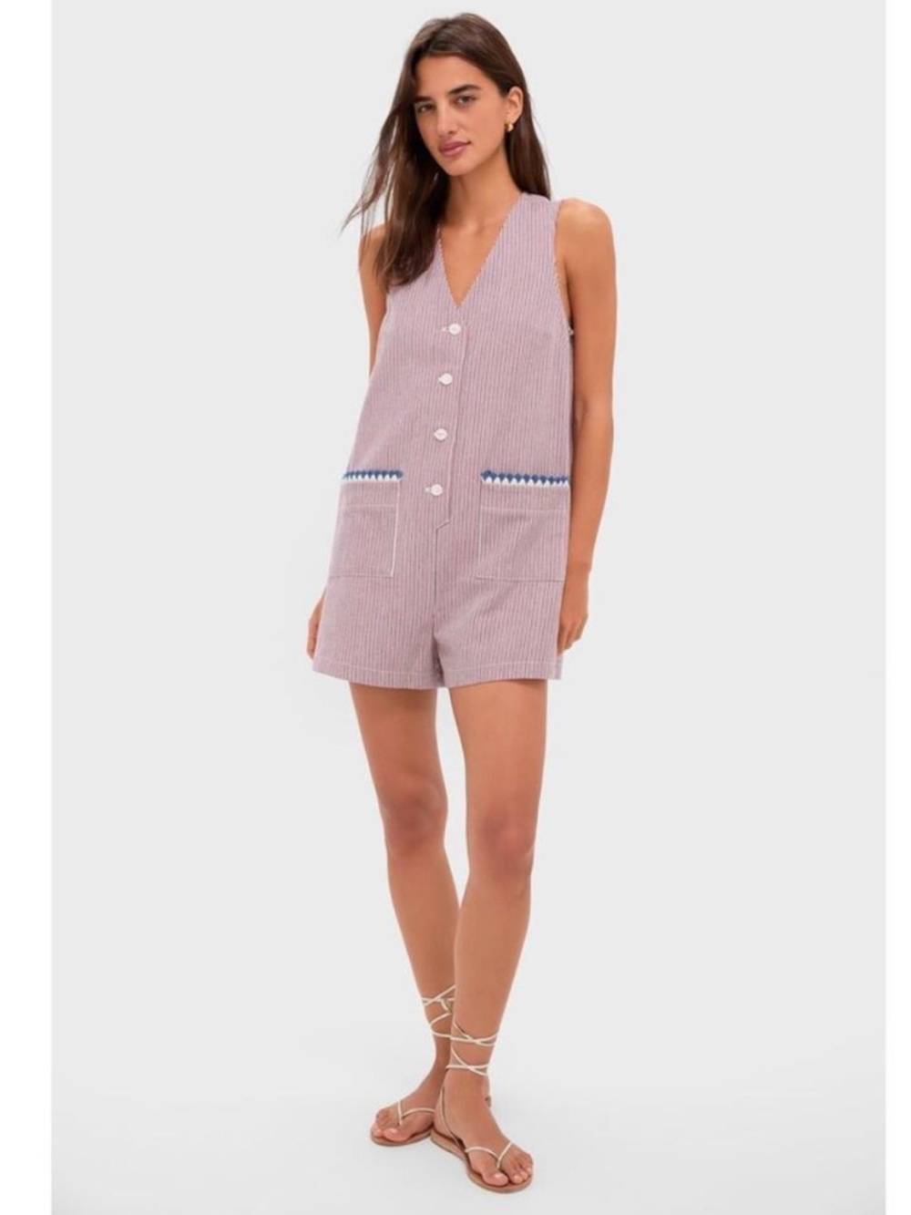 Tuckernuck Red and Blue Stripe Myla Romper